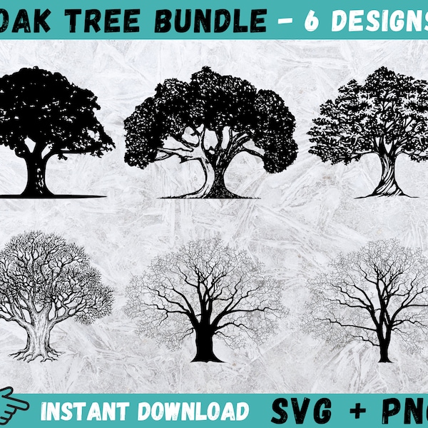 Oak Tree SVG, Tree Svg, Big Tree Svg, Oak SVG, Outdoor SVG, Tree Svg Bundle, Tree Clipart Bundle, Oak Tree Silhouette, Trees Svg, Oak Cricut