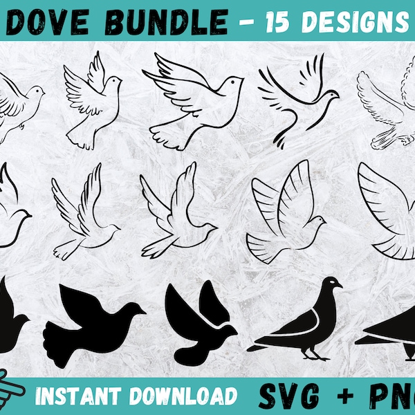 Dove SVG, Dove Cricut, Pigeon Svg, Flying Dove Svg, Pigeon Clip Art, Peace SVG, Dove Clipart, Pigeon Cut File, Wedding Doves Svg, Silhouette