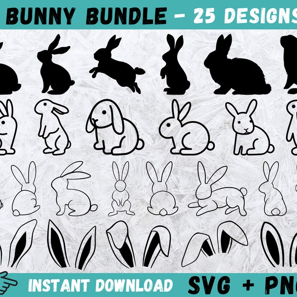 Bunny SVG, Easter Bunny SVG, Rabbit Svg, Bunny Svg Bundle, Rabbit Cricut File, Bunny Rabbit Svg, Rabbit Clipart, Easter Svg, Bunny Cut Files