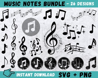 Notes de musique SVG, Notes musicales Svg, Music Bundle, Music Svg, Guitar Note Svg, Cut Files, Notes de musique Cricut, Notes Clipart, Vector, Png, Svg