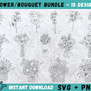 Bouquet Svg, Flower SVG, Flowers Svg, Bouquet de Flores SVG, Wildflower Svg, Floral Svg, Rose Svg, Arquivos Flower Svg para Cricut e Silhouette