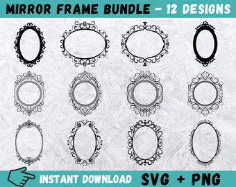 Vintage Mirror Frame SVG Bundle, Decorative Clipart (Digital Download)