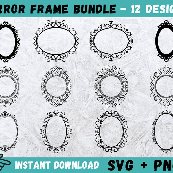 Mirror Frame SVG, Decorative Frame SVG, Oval Frame Svg, Frame Svg, Mirror Frame Clipart, Cut File for Cricut,Vintage Frame Svg,Wedding Frame
