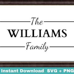 Family Name Sign SVG, Cutting File, Family Frame SVG, Farmhouse Style Sign, Family Sign Svg, Vinyl Stencil HTV, Png, Last Name Sign Png