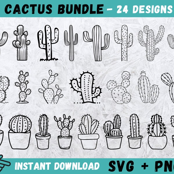 Cactus SVG, Cactus Silhouette, Desert Svg, Cactus Clip Art, Cactus Cricut, Cactus PNG, Cactus Vector, Silhouette Cut File, Cactus Clipart