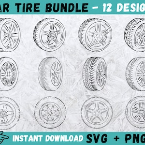 Car Tire Svg, Car Tire Clipart, Car Tire Silhouette, Car Tire Cricut, Tire Clip Art, Car Wheel Svg, Rim Svg, Car Rim Svg, Instant Download