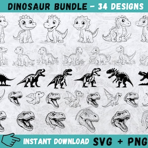 Dinossauro SVG, Dinossauro Clipart, Arquivos de Corte de Dinossauro, Silhueta de Dinossauro, Dinossauro Bonito Svg, Vetor de Dinossauro, Cricut, Download Instantâneo, Png