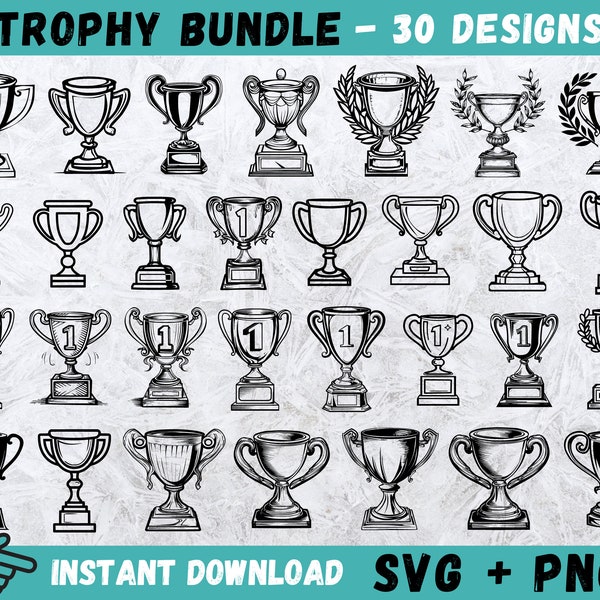 Trophy SVG, Award Svg, Trophy Cricut, Gold Medal Svg, Trophies Vector, Winning Svg Bundle, Clipart Cut File, Silhouette, Instant Download