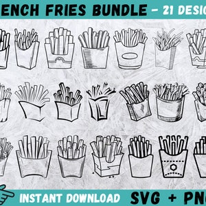 Franse frietjes SVG, friet SVG, friet Cricut, friet clipart, hamburger SVG, friet gesneden bestand, fast-food clipart, friet silhouet, vector, png