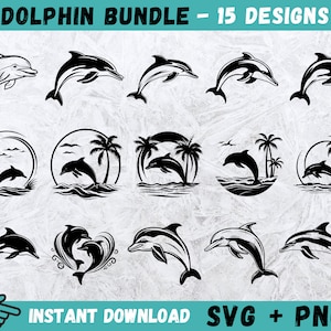 Pacchetto SVG delfino, Cricut delfino, Scena oceanica Svg, Svg delfino, Vettore delfino, File di taglio delfino, Clipart delfino, Vita marina Svg, Vettore