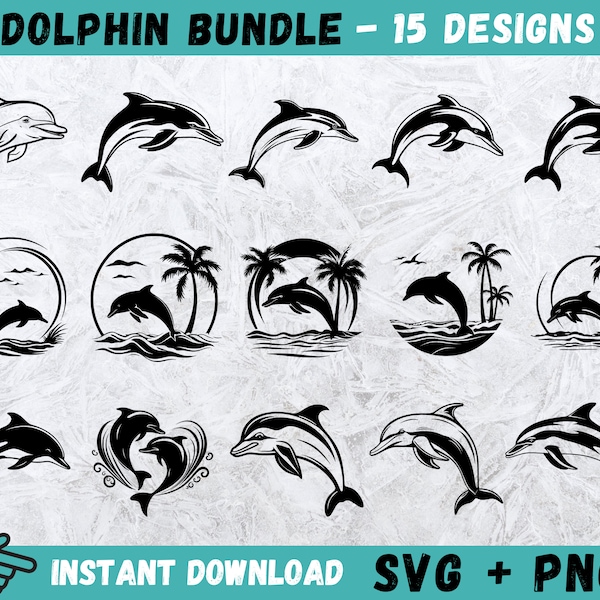 Dolphin SVG Bundle, Dolphin Cricut, Ocean Scene Svg, Dolphin Svg, Dolphin Vector, Dolphin Cut Files, Dolphin Clipart, Sea Life Svg, Vector