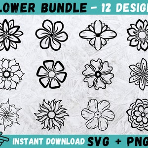 Flower SVG Bundle, Flower Cricut, Flower Svg, Flowers Bundle SVG, Wildflower SVG, Flowers Svg, Flower Clipart, Flower Silhouette, Vector,Png