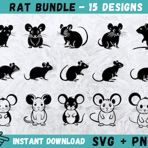 Rat SVG, SVG de rats, souris Cricut, Clipart de rat, Silhouette de rat, rats Clip Art, Svg de rat de haute qualité, téléchargement immédiat, monogramme, Png
