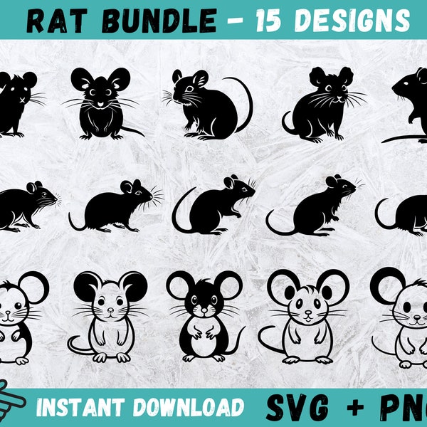 Ratte SVG, Ratten SVG, Maus Cricut, Ratte Clipart, Ratte Silhouette, Ratten Clip Art, hochwertige Ratte SVG, Instant Download, Monogramm, Png