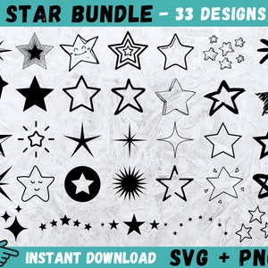 星 SVG、星 SVG バンドル、星クリップアート、星 Cricut、星 SVG、星ベクター、星シルエット、星カット ファイル、スパークル SVG、スパークル Cricut