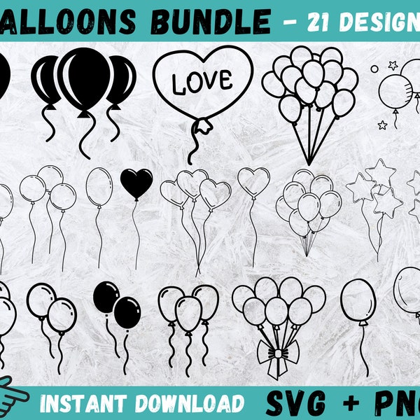 Ballons Svg, Balloon Bundle Svg, Balloons Svg, Balloons Clipart, Balloon Cricut, Balloons Cartoon, Air Balloon Svg, Birthday Balloon Svg,Png