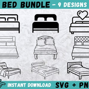 Bed SVG,  Bed Clip Art, Bed Vector, Sleep SVG, Bed Clipart, Hotel SVG, Bed Cricut,  Bedroom Cut File,  Bed Silhouette, Bed Icon, Bedroom Png