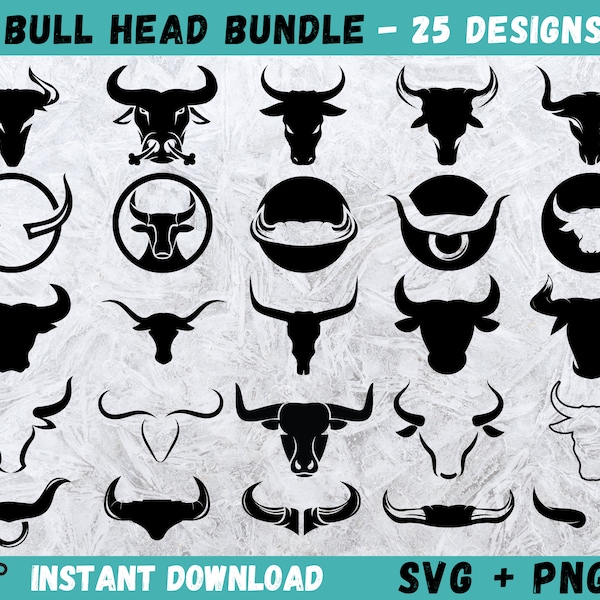 Bull Head SVG, Bull Cricut, Longhorn Head Skull SVG, Cow Head Svg, Cow Skull Clipart, Bull Silhouette, Files for Cricut, Bull Skull Vector