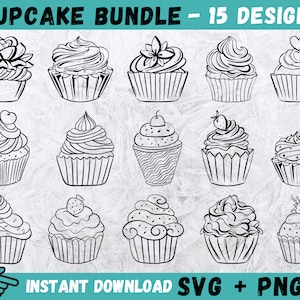 Cupcake SVG, Cupcake Clipart, Cupcake Bundle Svg, Cupcake Silhouette, Dessert Svg, Cake Svg, Cupcake Cricut, Cupcake Vinyl,Instant Download