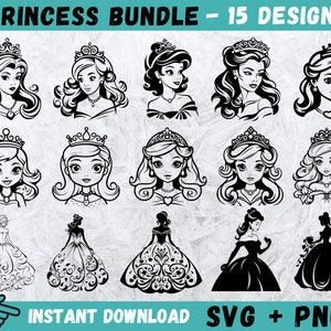 Prinzessin Umriss SVG, Prinzessin Silhouette SVG, Prinzessin Clipart, Prinzessin Schnittdatei, Prinzessin Cricut, Sofort Download, Clip Art, Vektor, Png