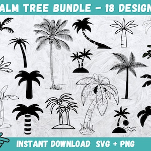 Palm Tree SVG, Palm Tree Silhouette, Palm Tree Bundle SVG, Palm Tree Clipart, Palm Tree Cut File, SVG Cut Files, Palm Tree Decal, Palm Png