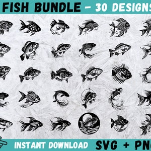 Fish SVG, Fish Cricut, Fish Clipart, Fishing Silhouette, Fish Vector File, Fishing SVG,, Fisherman SVG, Bass Svg, Fishing Svg Bundle, Png