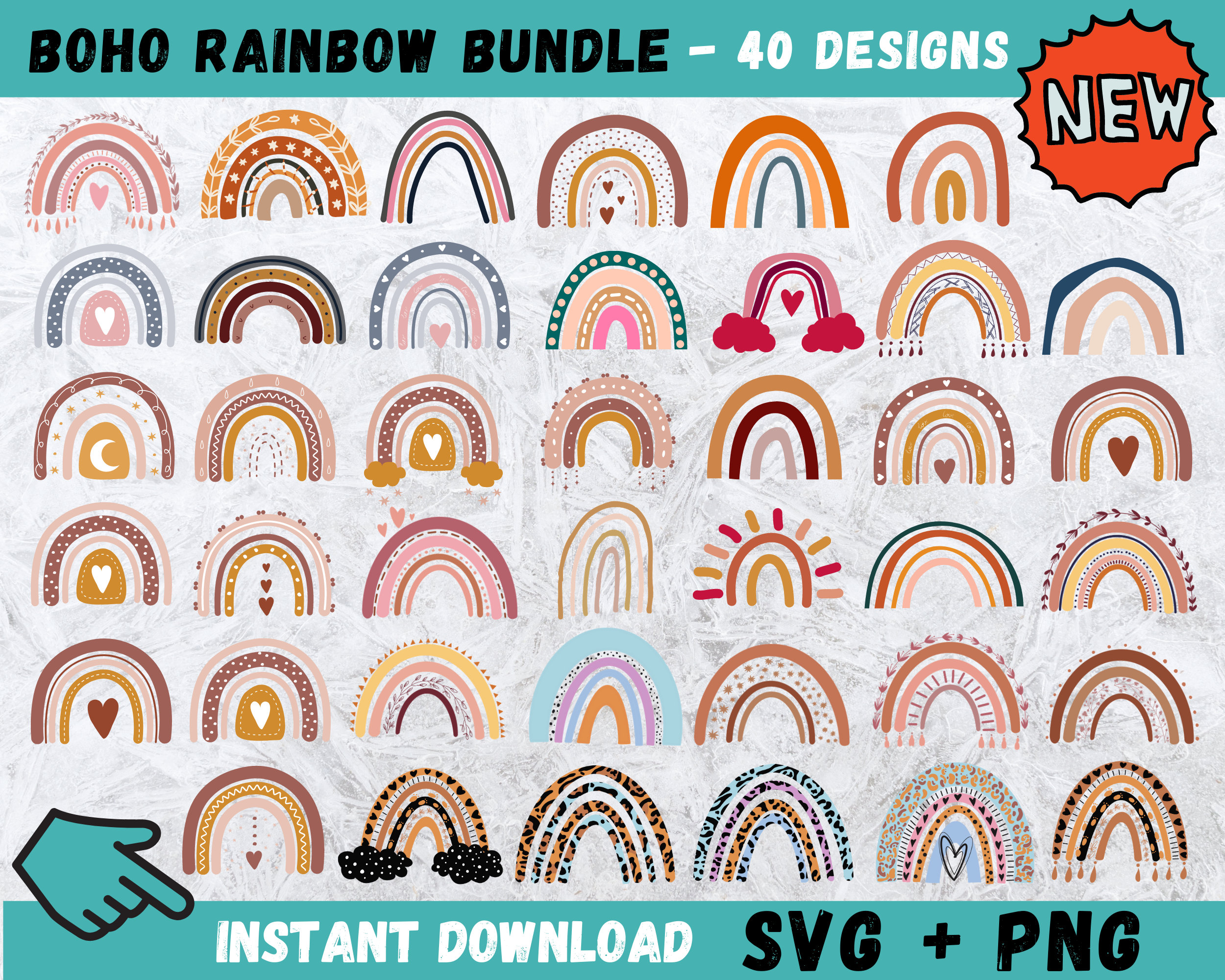 Download Boho Rainbow SVG Rainbow Svg Hand Drawn Rainbow SVG Pastel ...