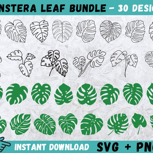 Monstera Leaf SVG, Tropical Leaf Cricut, Tropical Leaf Silhouette, Monstera Clipart, Tropical Leaves Vector,Files For Cricut,Tropical Leaves