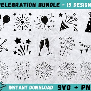 Celebration Svg, Party Svg, Curled Ribbons Svg, Birthday Decoration Svg, Party Cut File, Party Decoration Svg, Instant Download,Cutting File