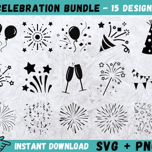 Viering Svg, partij Svg, gekrulde linten Svg, verjaardag decoratie Svg, partij gesneden bestand, partij decoratie Svg, Instant Download, bestand snijden