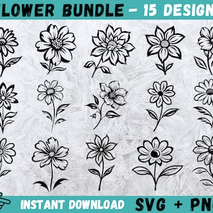 Flower SVG, Wildflower SVG, Flower Cricut, Flowers Svg, Flower Svg Bundle, Flowers Bundle SVG, Flower Clipart, Silhouette, Instant Download