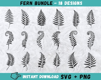 Fern Leaves Svg, Fern Cricut, Fern Svg Bundle, Fern Leaf SVG, Fern Clipart, Boho Svg, Botanical Silhouette, Leaf Silhouette,Instant Download