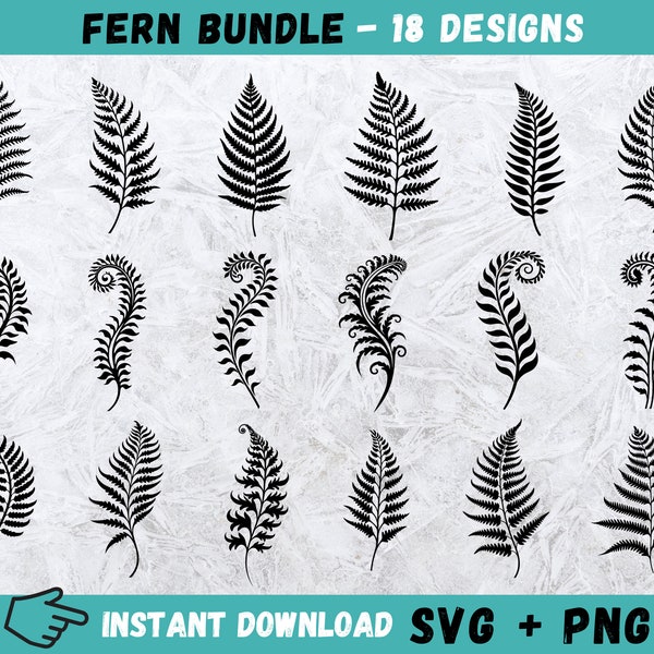 Fern Leaves Svg, Fern Cricut, Fern Svg Bundle, Fern Leaf SVG, Fern Clipart, Boho Svg, Botanical Silhouette, Leaf Silhouette,Instant Download