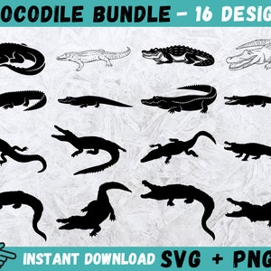 Krokodil SVG, Alligator Clipart, Krokodil Cut Files, Alligator Silhouette, Krokodil Vektor, Instant Download, Png, Vektor