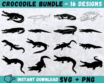 Alligator & Crocodile SVG Bundle: Hand-Drawn Clipart (Digital Download)
