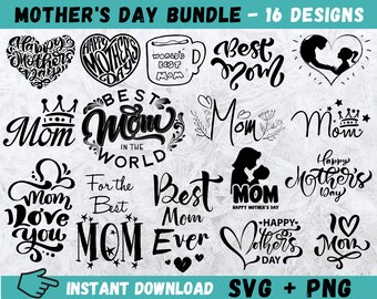 Muttertags-Zitate SVG-Bundle: Handgezeichnete Mama Designs (Digitaler Download)