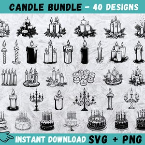 Kerze SVG Bundle, Kerze Schnittdateien, Kerze Cricut, Kerze Clipart, Geburtstag svg, Geburtstagskuchen svg, Cricut-Dateien, Geburtstagskerze svg