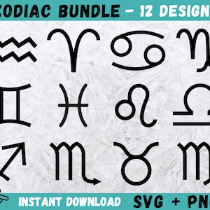 Znaki Zodiaku Svg, Symbole Zodiaku Svg, Znaki Astrologii Png, Pakiet Znaków Zodiaku, Znak Zodiaku Svg, Zodiak Cricut, Bliźnięta Svg, Panna Svg, Png