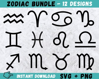 Sternzeichen SVG Bundle: Handgezeichnete Astrologie Symbole (Digitaler Download)