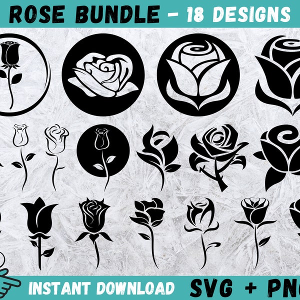 Rose SVG Bundle, Flower SVG, Rose Cricut, Roses Svg, SVG Cut Files, Rose Clip Art, Rose Clipart, Rose Cut File, Rose Vector,Instant Download