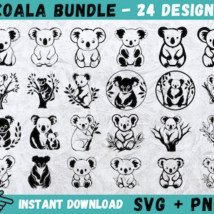 Koala SVG, Koala Cricut, Australien Wild Life, niedlichen Koala Kunst, Baby Koala Kunst, Koala Silhouette, Koala geschnitten Datei, sofortiger Download, Png, Vektor