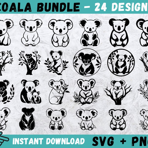 Koala SVG, Koala Cricut, Australia Wild Life, Cute Koala Svg, Baby Koala Svg, Koala Silhouette, Koala Cut File, Instant Download, Png,Vector