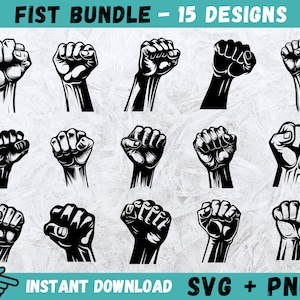 Puño SVG, Orgullo Svg, Puño de mano Cricut, Archivos de corte para Cricut, Silueta de puño, Puño levantado, Clipart de puño de mano, Vector, Descarga instantánea, Png