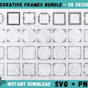 Dekorativer Rahmen SVG, quadratischer Rahmen svg, Rahmen svg Bundle, Rahmen svg, Spiegelrahmen SVG, Cut-Datei für Cricut, Vintage Rahmen svg, Hochzeitsrahmen