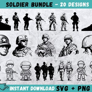 Soldier Svg Bundle, Soldier Svg, Army Silhouette, Military Svg, Helmet Svg, Svg Files for Cricut, Soldier Clipart, Digital Download, Vector