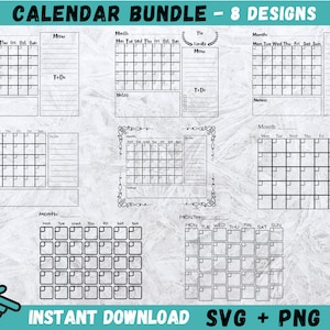 Calendario SVG, Calendario Cricut, Paquete de calendarios SVG, Archivo de corte de calendario, Decoración del hogar SVG, Calendario vectorial, Calendario del hogar SVG, Silueta de calendario