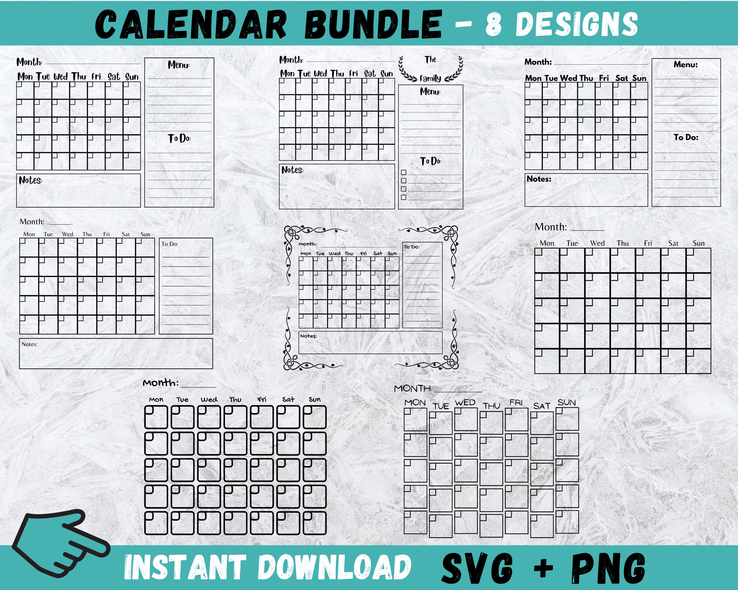 Monthly Calendar SVG – The Modish Maker