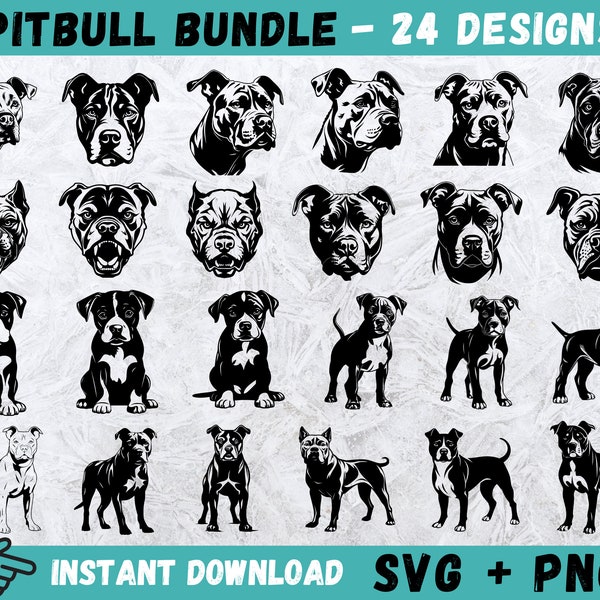Pitbull SVG, Pitbull Silhouette, American Pitbull SVG, Dog Face Vector, Pitbull Clipart, Dog Cricut, Puppy Silhouette, Pet Cut Files, Png
