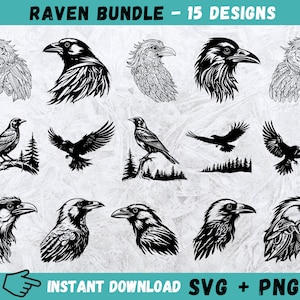 Raven SVG, Raven Head Svg, Raven Cricut, Raven Silhouette, Raven Clip Art, Raven Vector, Raven Cut Files, Raven Clipart, Crow Svg, Vector