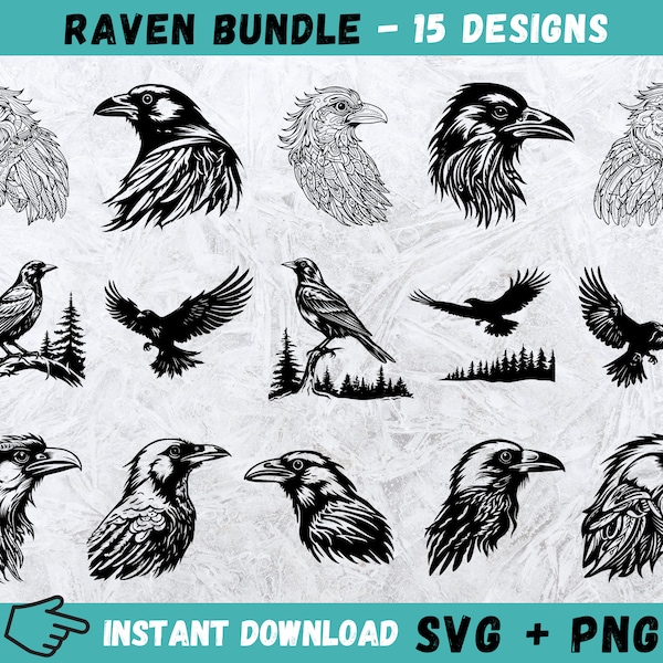 Raven SVG, Raven Head Svg, Raven Cricut, Raven Silhouette, Raven Clip Art, Raven Vector, Raven Cut Files, Raven Clipart, Crow Svg, Vector